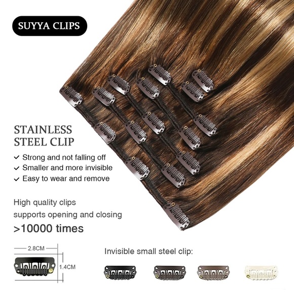 HUMAN HAIR Remy Double Weft Ombre Balayage Chocolate Brown to Caramel Blonde - Picture 8 of 14